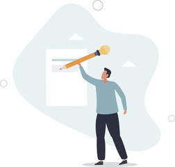 Copywriter or blogger, creative idea and inspiration to begin writing, imagination to success in work, talent and skill concept. character life .