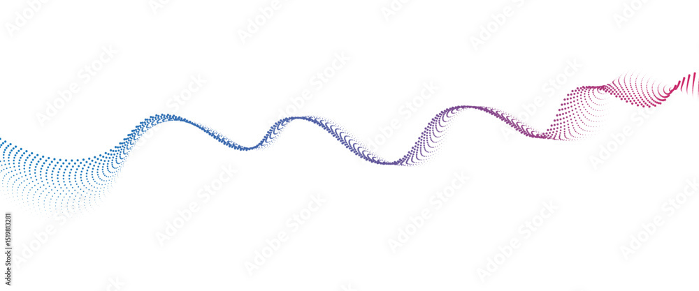 Poster Flowing Dot Wave halftone gradient pattern on transparent background	
