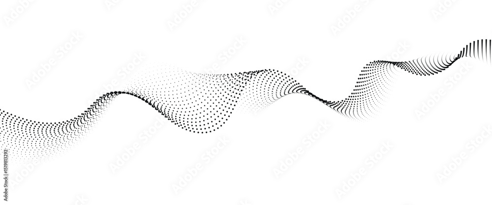 Poster Flowing Dot Wave halftone gradient pattern on transparent background	
