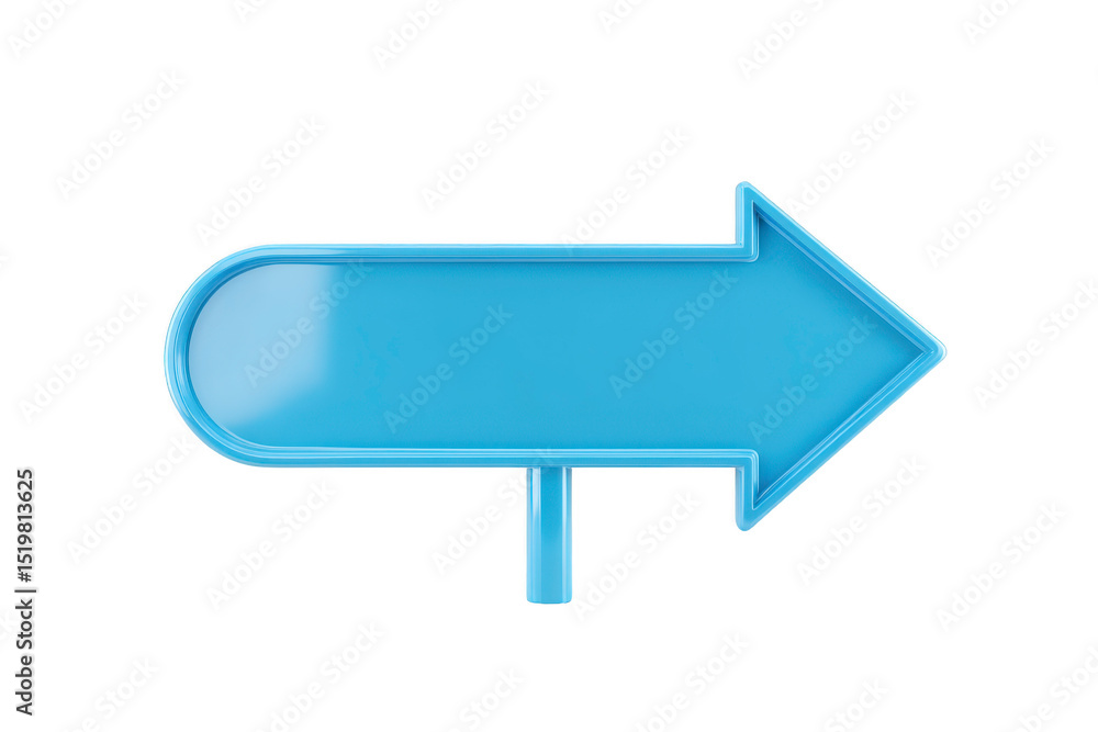 Poster blue 3d arrow sign pointing left with glossy finish, isolated on transparency background. arrow has 