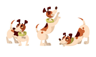 An assortment of Playful Cartoon Dogs depicted in Various Fun and Dynamic Poses and Actions