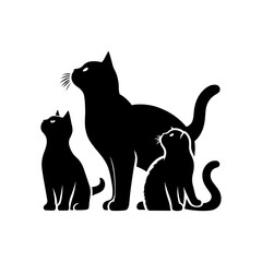 three black cat vector silhouette 
