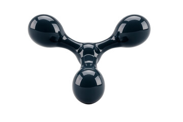 Sleek, black, three pronged fidget spinner with glossy finish, designed for stress relief and focus enhancement. Its modern, minimalist design makes it popular choice for all ages