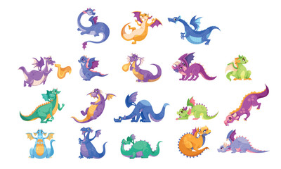 A Colorful and Diverse Collection of Fantasy Dragons, all depicted in a Pixel Art Style