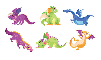 A delightful and adorable collection of colorful pixel dragons for an exciting adventure