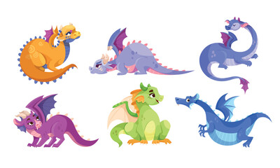 A Collection of Colorful Cartoon Dragons Designed in a Vibrant Pixel Art Style, Perfect for Everyone