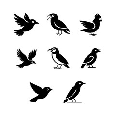 Minimalist Crow and Raven Silhouettes – Vector Bird Set with Gothic Style