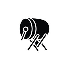A striking black and white icon depicting a Bedug drum, a significant percussion instrument in Islamic culture.