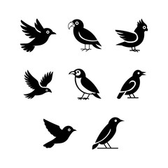 Minimalist Crow and Raven Silhouettes – Vector Bird Set with Gothic Style