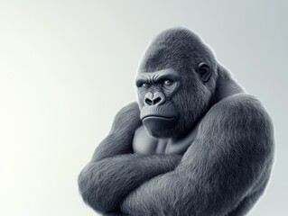 Fototapeta premium Angry 3D gorilla with crossed arms 