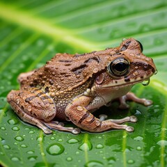 Obraz premium African Rain Frog, rain frog 4k hd high quality wallpaper background picture | Close-Up Realistic African Rain Frog in Rainy Natural Habitat