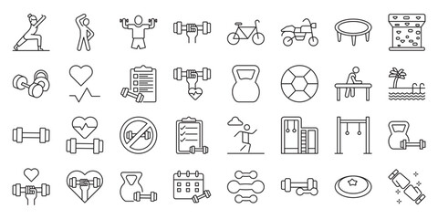 Active Lifestyle set of web icons in line style. active lifestyle, fitness, workout, exercise and outdoor workout. Vector illustration.