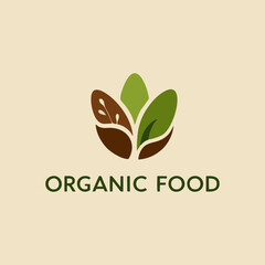 A dynamic organic food logo design featuring a vibrant tree with fruits and vegetables, symbolizing health, growth, and a commitment to sustainable living in a colorful style.