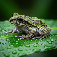 Obraz premium African Rain Frog, rain frog 4k hd high quality wallpaper background picture | Close-Up Realistic African Rain Frog in Rainy Natural Habitat