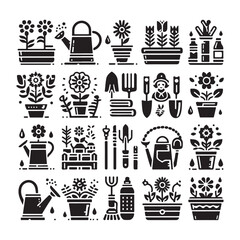 Flowers related editable stroke outline icon set flat vector illustration