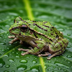 Fototapeta premium African Rain Frog, rain frog 4k hd high quality wallpaper background picture | Close-Up Realistic African Rain Frog in Rainy Natural Habitat