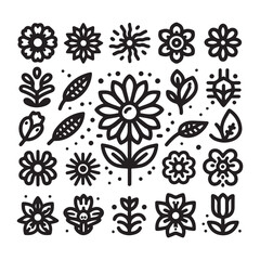 Flowers related editable stroke outline icon set flat vector illustration