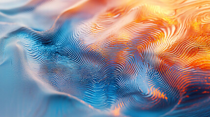 Abstract Colorful Flowing Waves in Orange and Blue Shades
