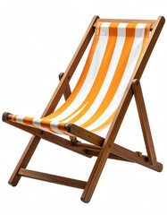 Comfortable wooden deck chair perfect for relaxation and enjoying beautiful outdoor spaces on a sunny day by the pool or beach isolate on transparent background