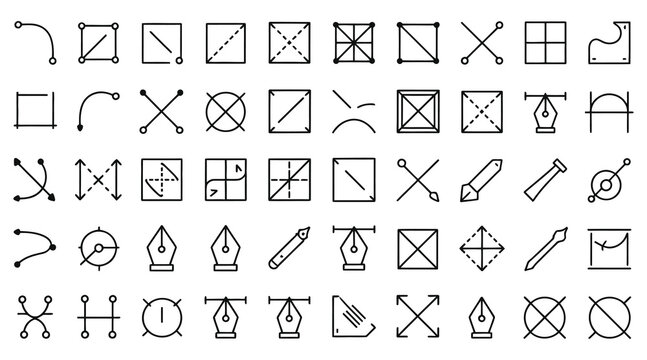 Hand-drawn font vector set with arrows, pointers, and web design elements for a unique alphabet illustration