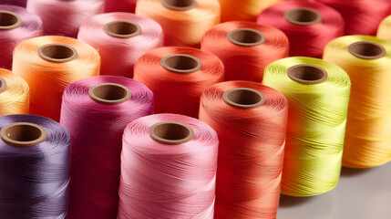 Colorful Thread Spools In Variety Of Colors
