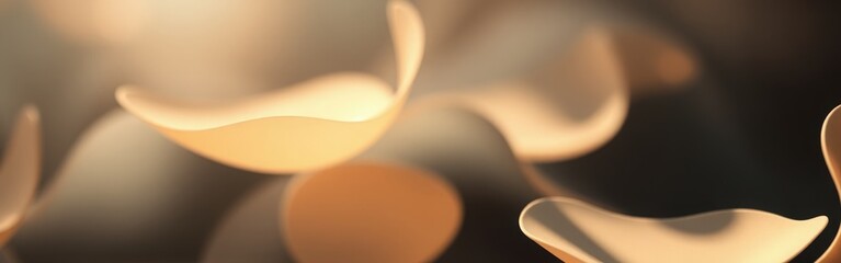 Elegant and Soft Background with Floating Shapes in Warm Golden Light Hues