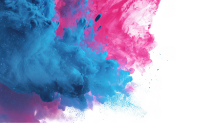 Blue and pink smoke creating a vibrant, abstract design on a transparent background, perfect for adding a touch of color and energy to any project
