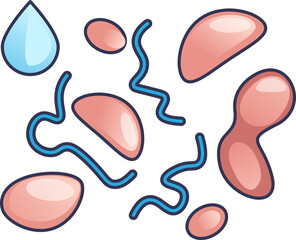 Abstract depiction of nutrient particles and molecules in fluid.
