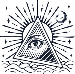 Vector illustration of an abstract woman's face with an eye of the world design, perfect as a beauty symbol, fashion logo, or art tattoo