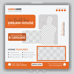Real Estate Flyer We Build Your Dream House social media post design
