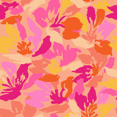 Abstract hand drawn floral pattern, seamless patterns with flowers for fabric, textiles, clothing, printing, packaging, covers, banners, wallpaper, interior decor and backgrounds.