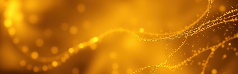 Elegant golden abstract background with flowing light trails and bokeh effect
