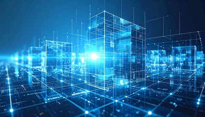 Obraz premium Decentralized Finance A Futuristic Metropolis of Interconnected Smart Contracts