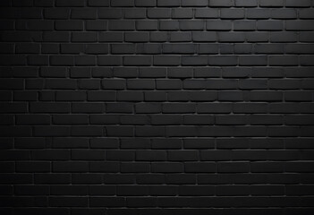 Textured black brick wall background with dimmed lighting perfect for design or backdrop