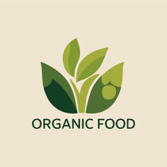 A vibrant organic food logo design featuring intertwined fruits and vegetables, symbolizing a healthy lifestyle and community connection in a colorful style.
