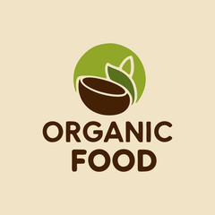 An elegant logo template for an organic food brand, showcasing a stylized fork and leaf intertwined, representing the harmony of nature and healthy eating in a modern aesthetic.
