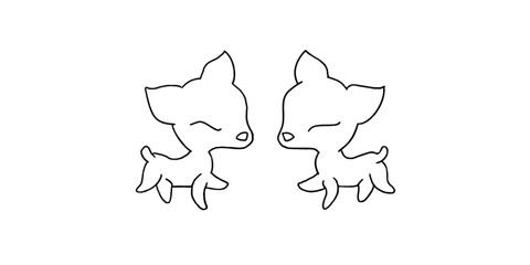 art line or illustration of mouse deer