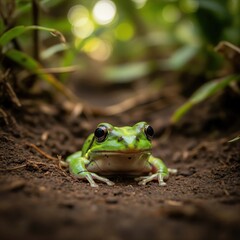 Obraz premium African Rain Frog, rain frog 4k hd high quality wallpaper background picture | Close-Up Realistic African Rain Frog in Rainy Natural Habitat