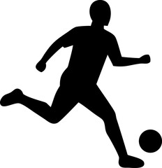 Soccer player silhouette illustration on a white background for sports designs and athletic themed projects simple and clean design