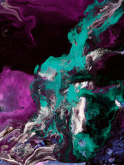Pink and green abstract  fantastic painting, creative hand painted background, marble texture, abstract ocean, acrylic.