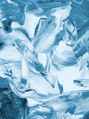 Blue abstract fantastic creative hand painted background, marble and brush texture, abstract ocean, acrylic painting.