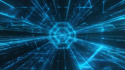 Abstract blue digital tunnel futuristic technology background - Powered by Adobe