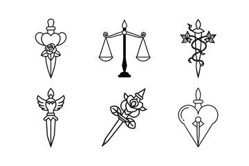 Traditional Dagger Tattoo Designs: A Collection of Six Unique Styles