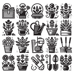 Flowers related editable stroke outline icon set flat vector illustration