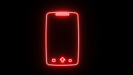 Glowing neon .Rotate mobile phone icon