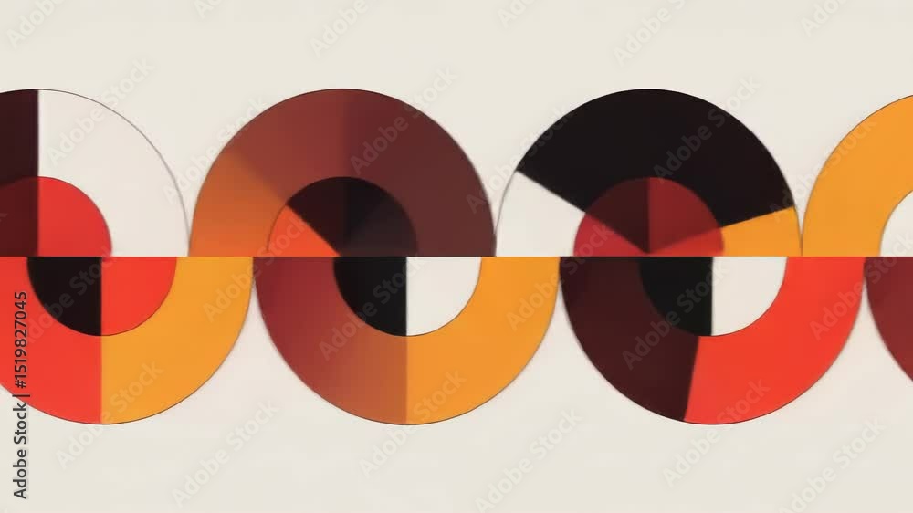 Poster abstract animated waveforms: intertwining hues of red and orange