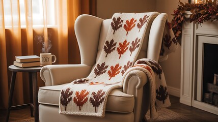 Autumnal Comfort: Knit Throw and Cozy Reading Nook