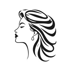 Elegant woman silhouette, female profile vector, beauty salon logo, lady face outline, stylish girl head design