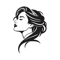 Elegant woman silhouette, female profile vector, beauty salon logo, lady face outline, stylish girl head design