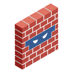 Spying through firewall isometric Concept, Prevention from spyware vector icon design, White Collar Crime symbol, Computer crime Sign, security breakers stock illustration